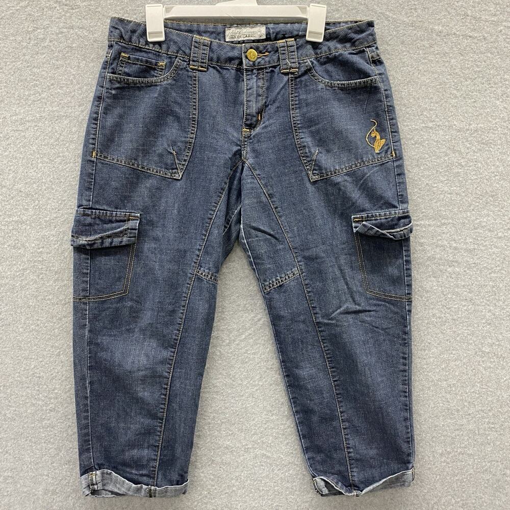 Baby Phat Jeans Womens Size 34 11 Cargo Capris Y2K Vintage Boho Streetwear Cat